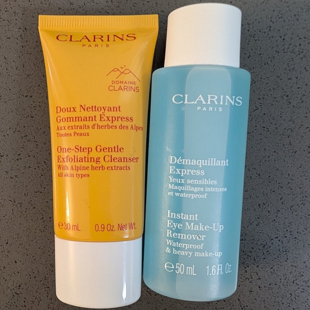 Clarins Gentle Exfoliating cleanser and Eye Makeup remover